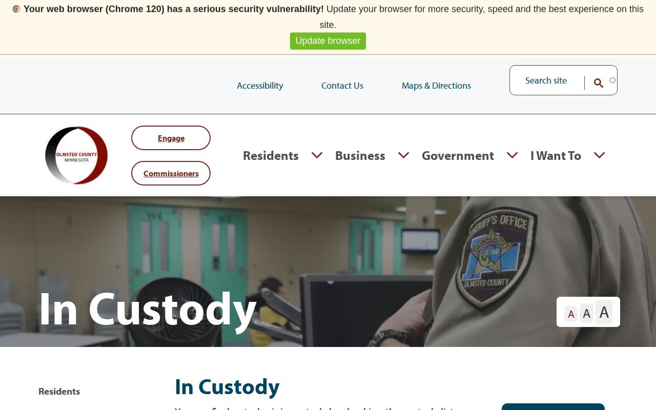 Dodge County current custody record source at Olmsted Adult Detention Center